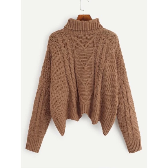 Mixed Knit Asymmetrical Hem Sweater - Picture 2 of 5